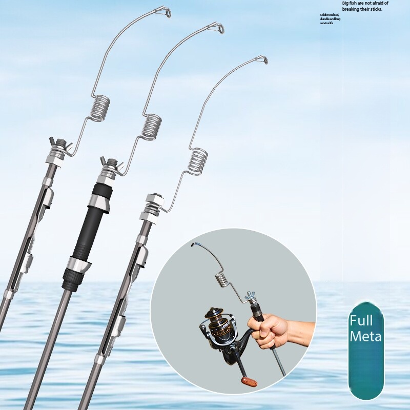 Ice Fishing Reel - คันเบ็ดสปริงขนาดเล็กแบบพกพา คันเบ็ดโลหะชิ้นเดียวแบบสั้นพิเศษ คันเบ็ดตกปลาในน้ำแข็ง คันเบ็ดตกปลาบนสะพาน คันเบ็ดตกปลาบนแพ คันเบ็ดสปริงพร้อมรอก