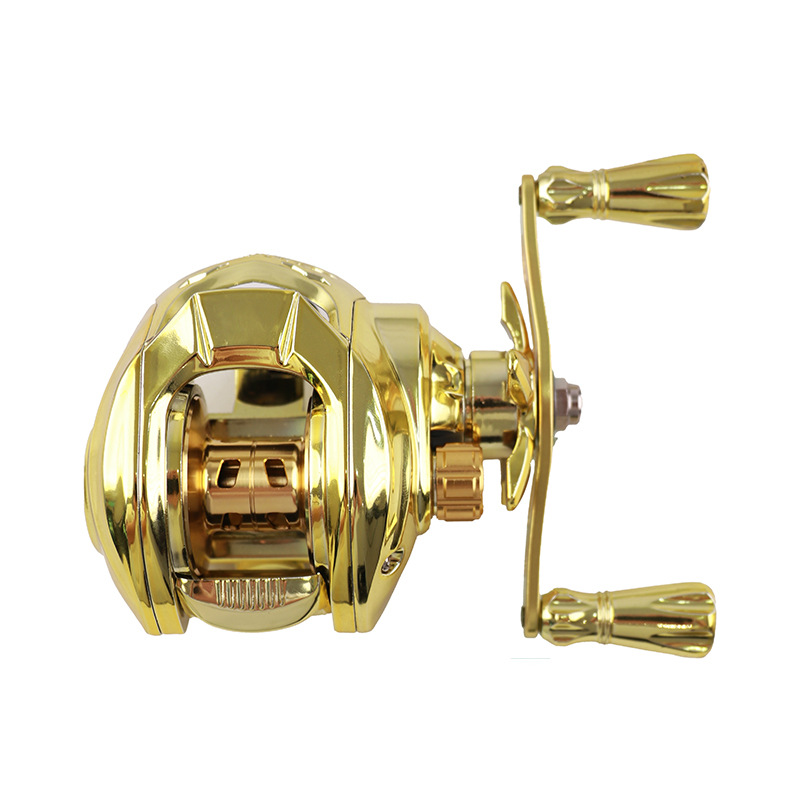 Ice Fishing Reel - รอกตกปลาแบบเบทคาสติ้งตัวเรือนโลหะสีทอง ป้องกันการสะท้อนกลับ ระยะเหวี่ยงไกล ใช้ได้ทั้งมือซ้ายและขวา เหมาะสำหรับตกปลาในน้ำจืดและน้ำเค็ม