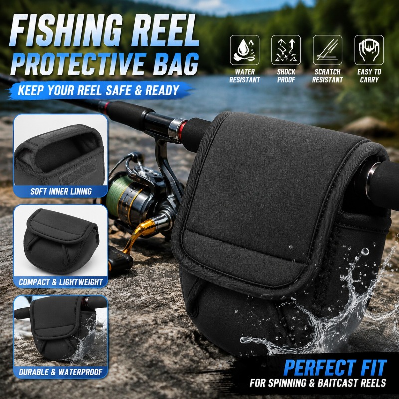 Fly Reel - กระเป๋าป้องกันรอกตกปลา กระเป๋าใส่รอกสปินนิ่ง สำหรับรอกขนาด 500-8000 อุปกรณ์จัดเก็บอุปกรณ์ตกปลาสำหรับกิจกรรมกลางแจ้ง